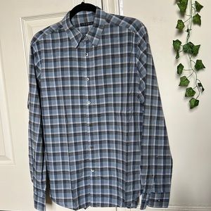 💿Theory plaid button down shirt💿